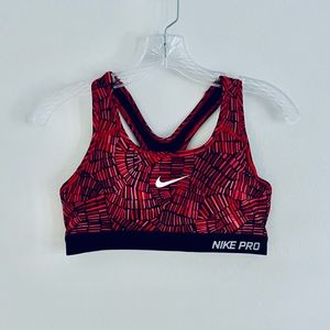 Nike Pro Retro Drifit Sports Red Patterned Bra